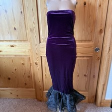 NWT SHEIN Sexy Purple Velvet Mermaid Ruffle Maxi Dress S Strapless
