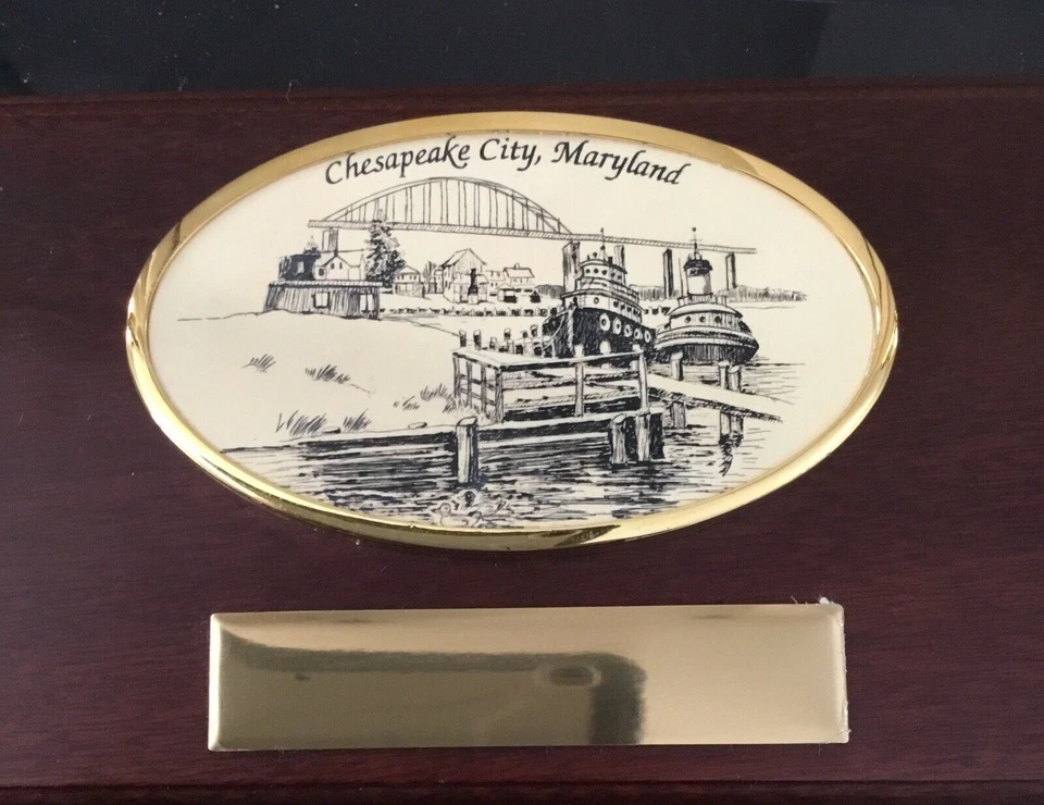 Juego de escritorio de dos bolígrafos Barlow de colección madera celuloide Scrimshaw Maryland placa de latón en blanco Foto 2 de 4