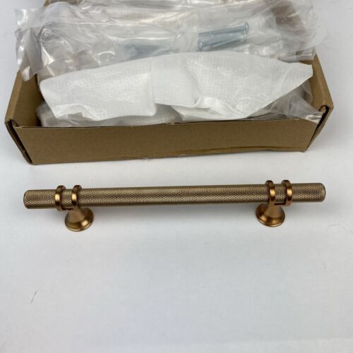 Amerdeco 10 Pack Knurled Champagne Gold Cabinet Pulls 7.2 Inch Length 5” Center - Picture 2 of 5