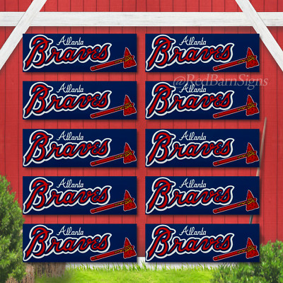 ATLANTA BRAVES ~ Bumper Sticker with tomahawk ~ 9''x3'' ~ UNUSED