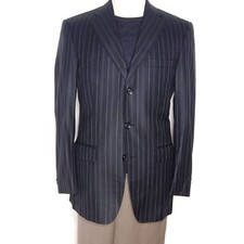 Versace Suit Jacket Black Pinstripe Wool Silk Mens Size US 38 IT 48 Medium