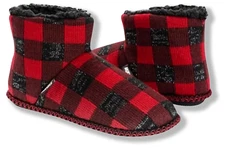 Muk Luks Slipper Boots - NWT Womens Large (9-10) Black / Red / Plaid - #45245-J6