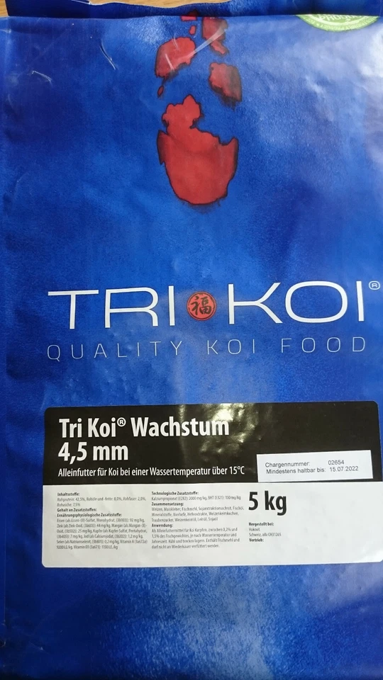 Tri Koi Wachstum - Qualitäts-Koifutter aus der Schweiz - 4,5 mm - 5 kg