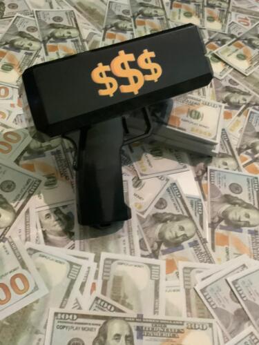 Money Gun Cash Spray Toy Cannon Shoot Gun Funny Gift Party Game Gold +100 Notes - Picture 29 of 39