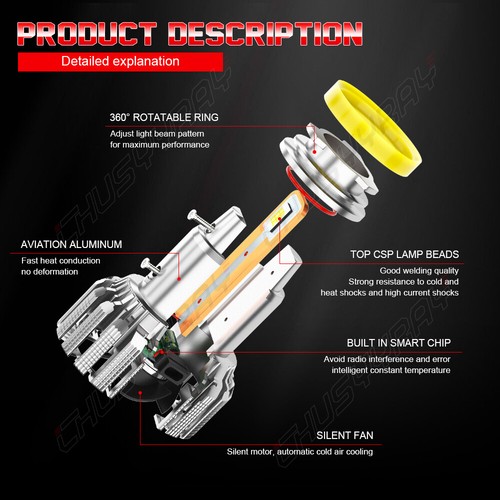 For Ford F 150 2015-2021 6X LED Headlight High/Low +Fog Light Bulbs Combo Kit - Picture 8 of 24