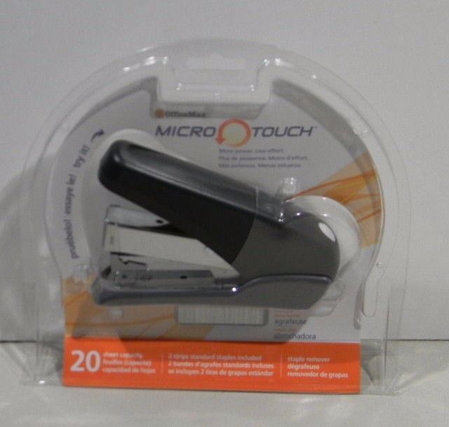 OFFICE MAX  Micro Touch Stapler comes w/Staples 20 Sheet Capacity - New-image