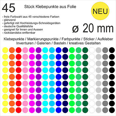 20 mm, lila Markierungspunkte Kreise Punkte Aufkleber wetterfest Klebepunkte aus PVC Folie