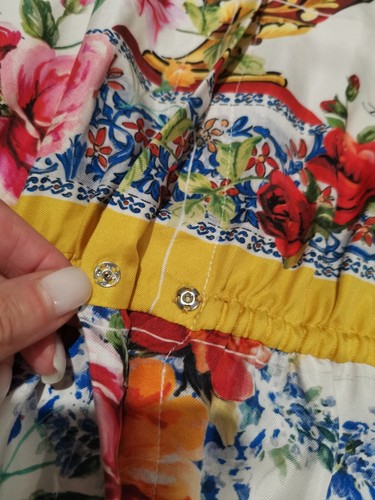 AUTÉNTICO Dolce&Gabbana Mayólica Floral Florero Estampado Seda Mameluco Vestido IT 38 - Imagen 19 de 19