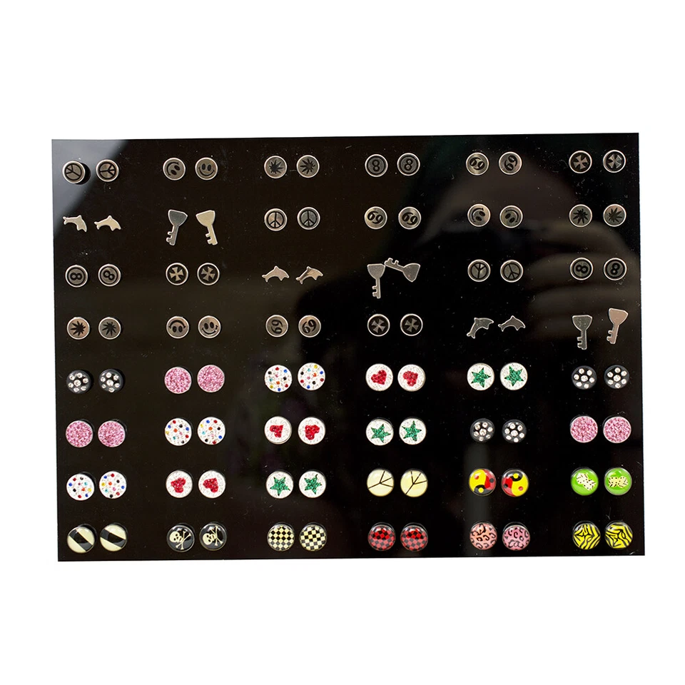 Pendientes Tachuelas 72 Pares Calibre 20 Diseños Surtidos con Vitrina Foto 2 de 4
