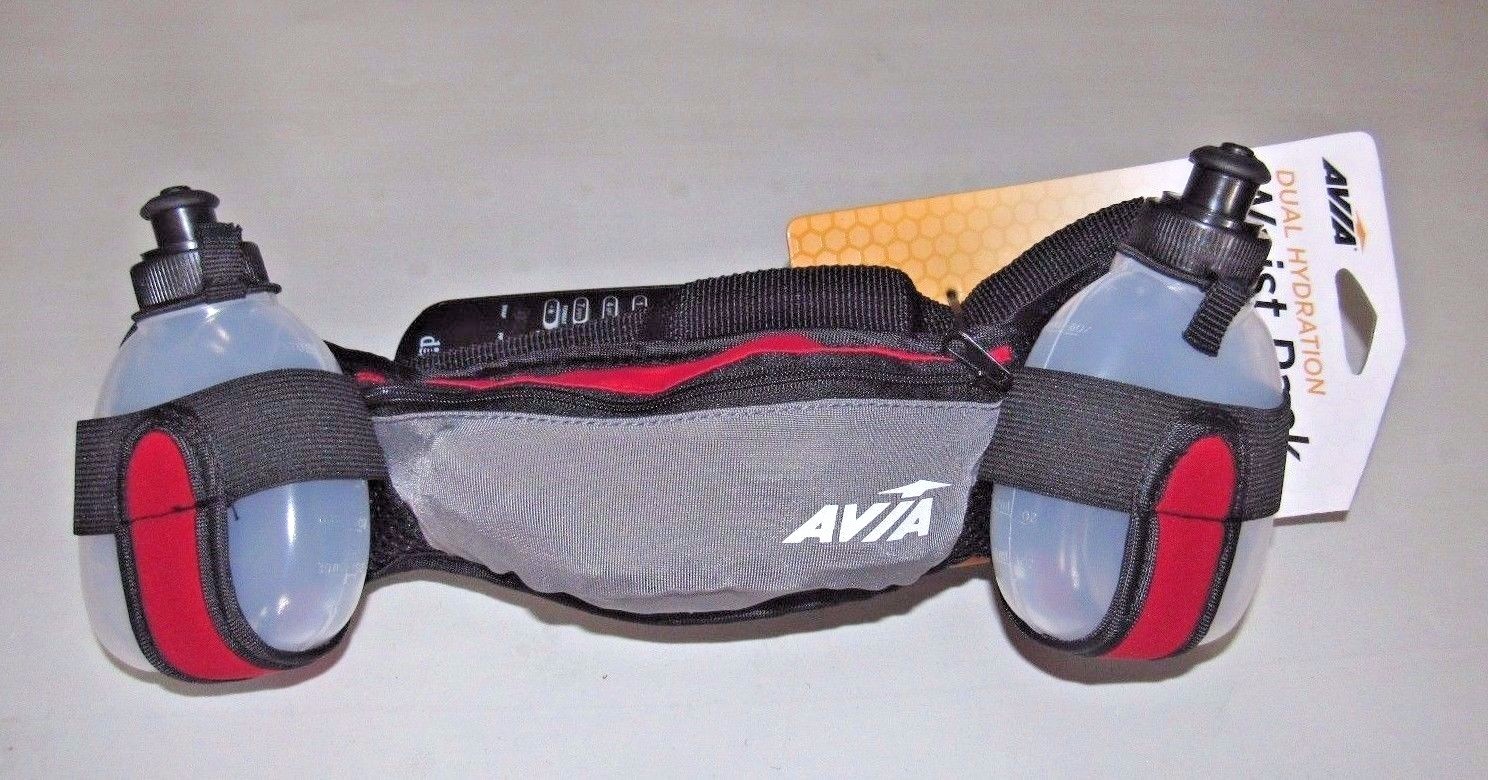 AVIA RED NYLON DUAL HYDRATION ZIPPERED POCKET WATER BOTTLE WAIST PACK eBay