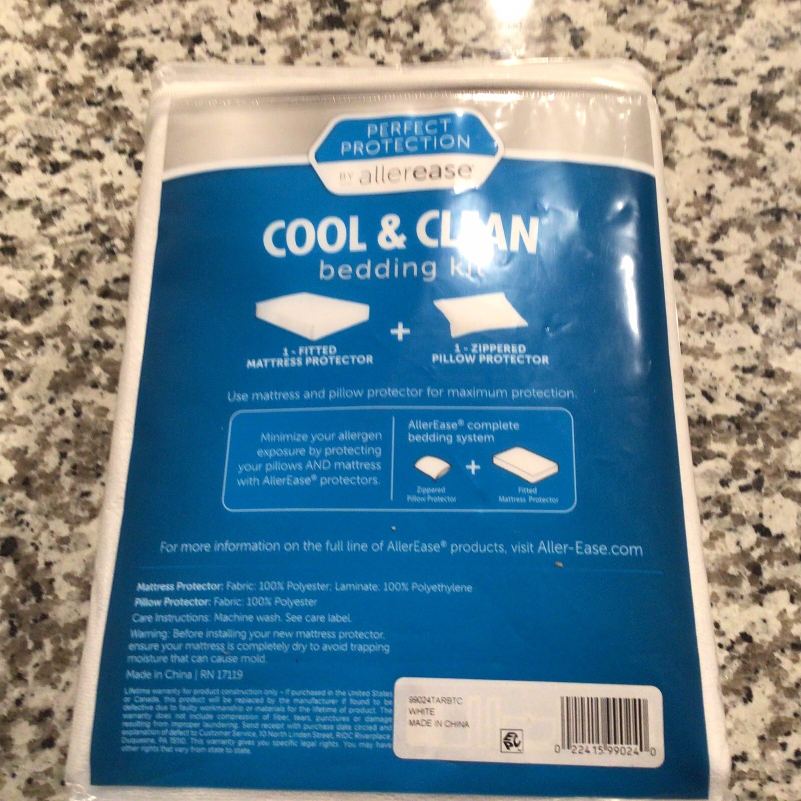Twin XL Cool Clean Mattress Protector Allerease Bed Bug Set White W
