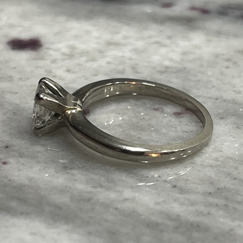 14k White Gold 2/3 CTW Princess Cut Natural Diamond Solitaire Ring Sz 4.5 - Picture 8 of 15
