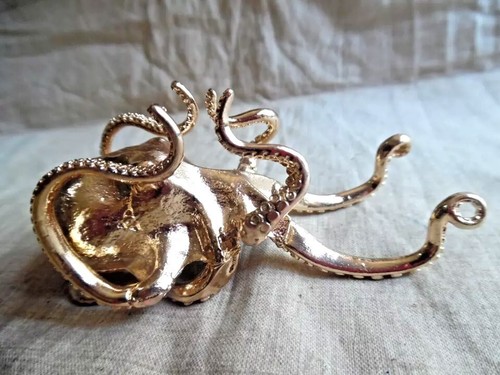 Steam Punk Large Octopus Metal Pendant Or Figurine Shiny Gold Color