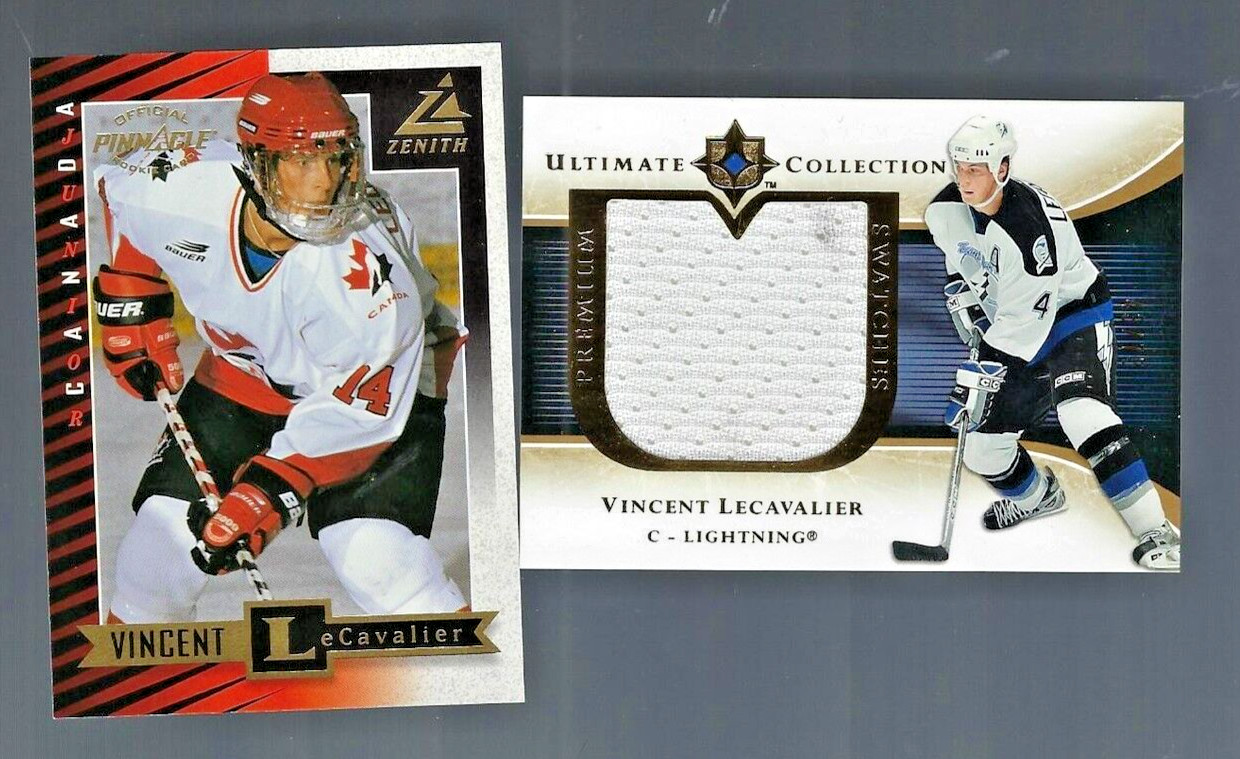 VINCENT LECAVALIER 1997 ZENITH SP RC + ULTIMATE COLLECTION JERSEY #43/75  2006