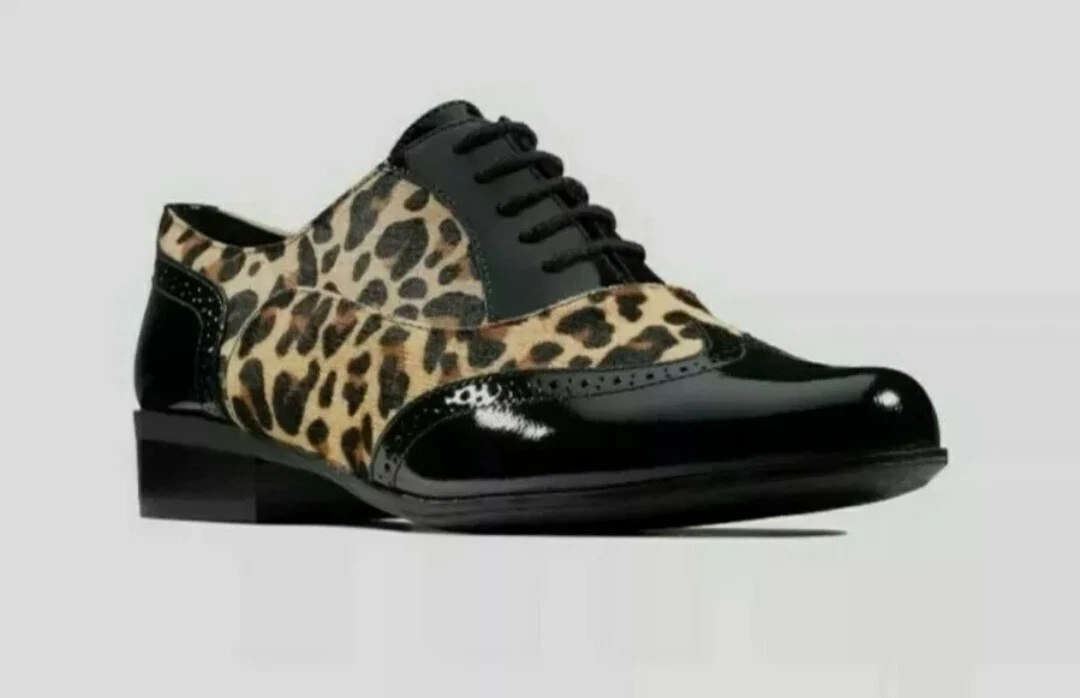 Clarks leopard print brogues sale