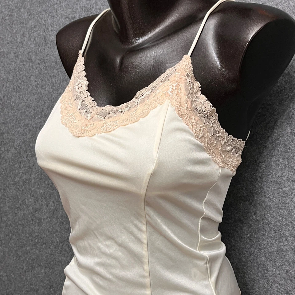 Camisola The Limited Vintage Y2K Para Mujer XS Marfil Satinado Encaje Forrada Hecha en EE. UU. Foto 4 de 4