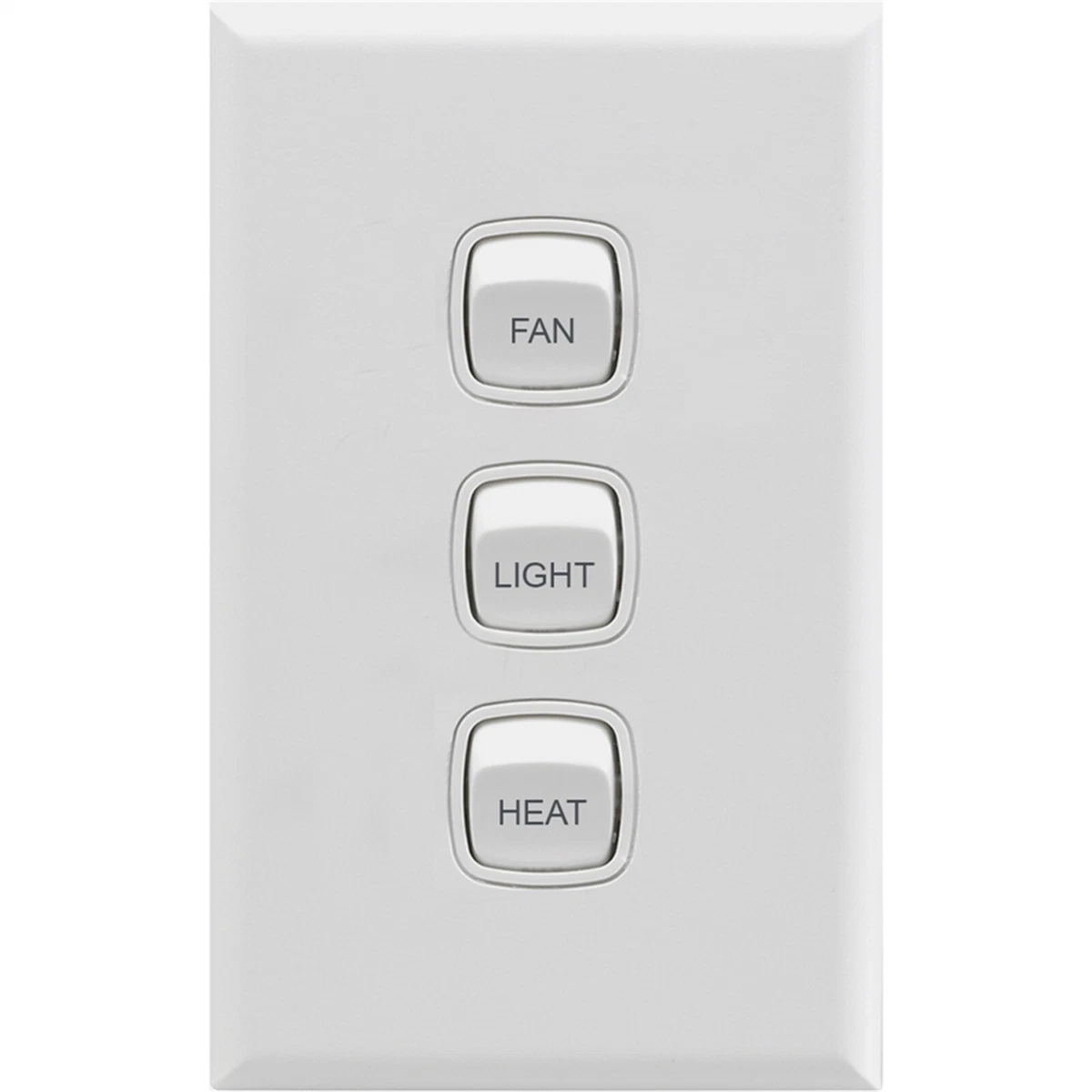 HPM FAN LIGHT HEAT 3-FUNCTION SWITCH 117x73x25mm 3-Gang 10A 240V Matte  White | eBay