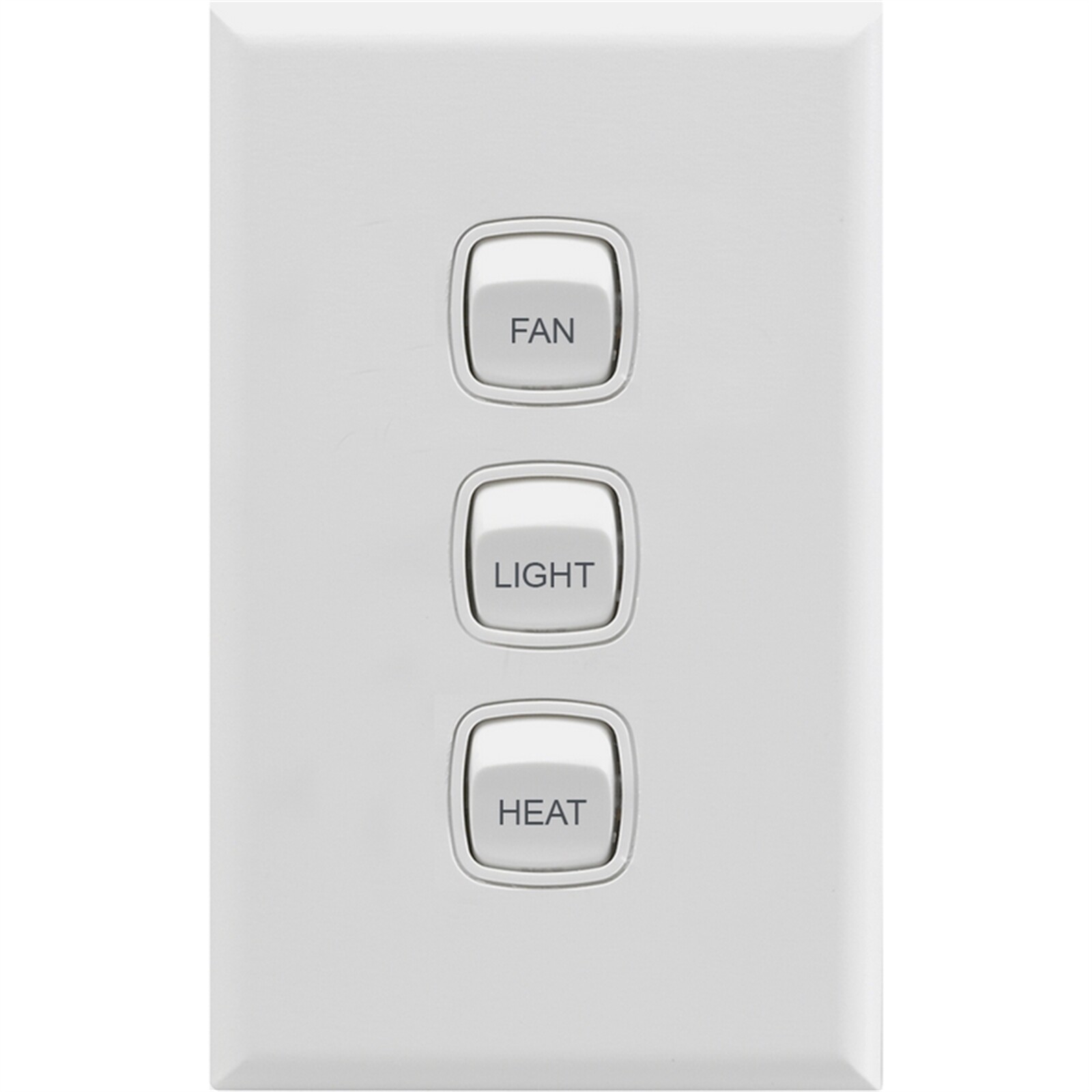 HPM FAN LIGHT HEAT 3-FUNCTION SWITCH 117x73x25mm 3-Gang 10A 240V Matte  White | eBay