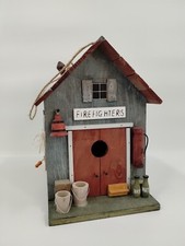 Cubos de manguera colgantes casa bomberos casa pajarera hecha a mano campana arte popular rústico