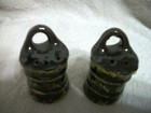 Vintage Brown Pottery Salt & Pepper Shakers - Bundles of Straw?  2 14" Tall — photo 3