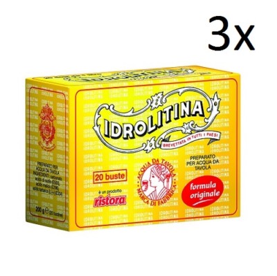 3x Ristora Idrolitina Erfrischendes Pulver für Mineralwasser 200gr