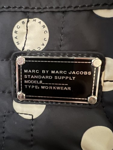 Marc Jacobs Black Messenger Bag Padded Laptop Sleeve Nylon Polka Dots - Picture 5 of 8