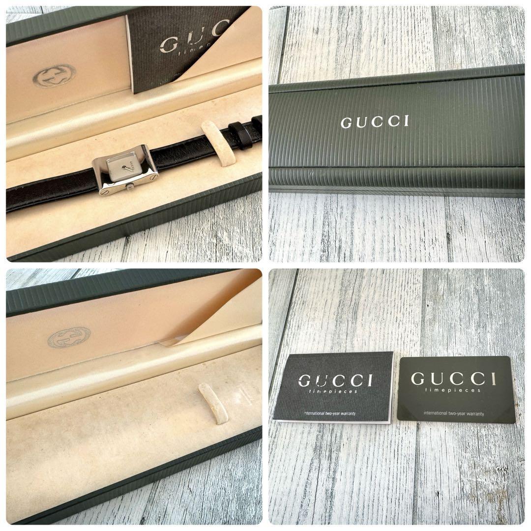 GUCCI 2300L Watch Square Quartz Womens White Dial Silver Vintage