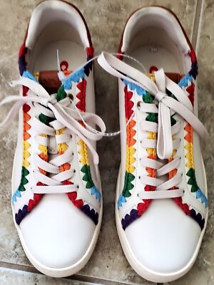 NWOT Coach Mens Lowline Low Top Rainbow Crochet Pride Sneakers Size 1/2 