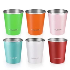 HAUSHOF Pint Cup, 14 oz Stainless Steel Cups, Stackable Metal Drinking Cups, ...