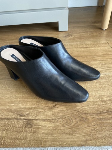Mango Heel leather mules Dido size 9 Black - Picture 8 of 11