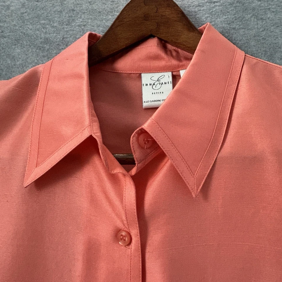 Camisa de seda Emma James Liz Claiborne para mujer talla 14P negocios informal trabajo oficina Foto 2 de 4