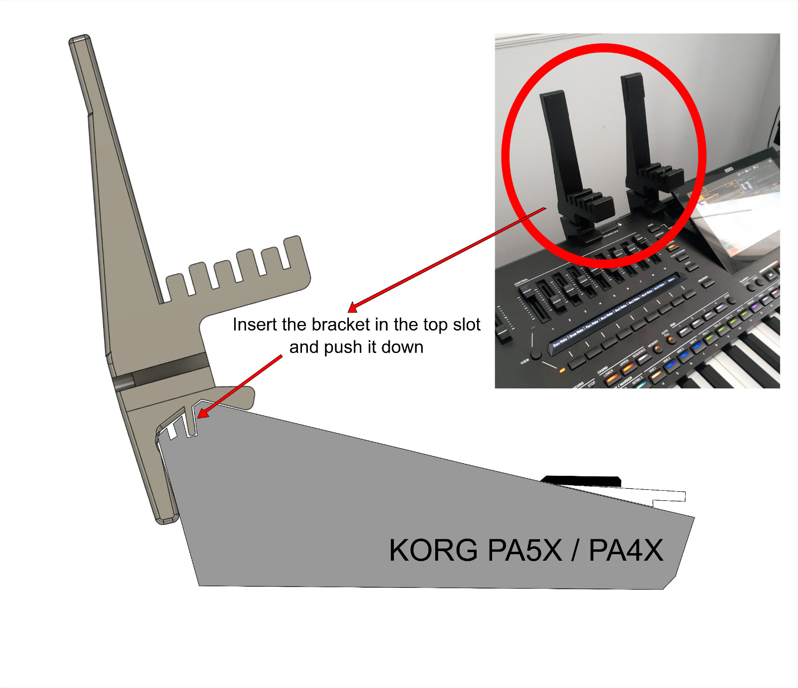Music Stand - Tablet Holder Bracket for Korg PA5X and Korg PA4X