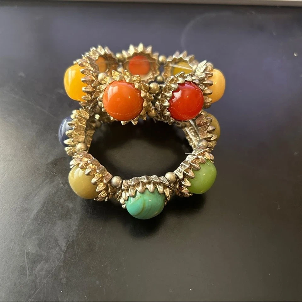 Anthropologie chunky Colorful Gemstone beaded Bracelets lot of 2 - Image 4 of 4