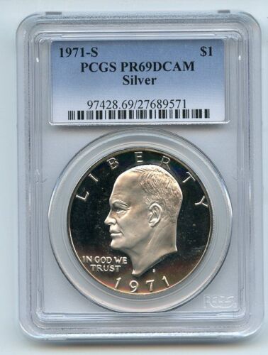 1971 S $1 Silver Ike Eisenhower Dollar Proof PCGS PR69DCAM - Imagen 1 de 1