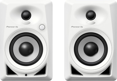 DJ DM-40-W - 21W 4'' Two-Way Active Monitor - White (Pair)