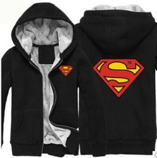 NEW DC Superman Winter Coat Cosplay Fleece Casual Hoodie Jacket