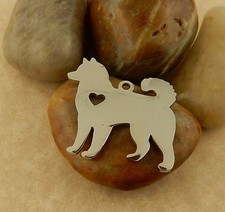 Engraveable Stainless Steel Akita Dog Pendant with heart