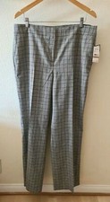 NINE WEST NEO Classic Dress Pants Cinnamon Black Plaid Straight Leg Size 12 NWT