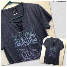 MODERN LUX Women Juniors Medium Blue Short Sleeve Tee T-Shirt Soft NWT