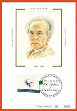 1993-Fdc Soie Carte 1°Jour**J.Cocteau-Illustrateur F.Guiol-Timbre Yv.2802-RéfA54