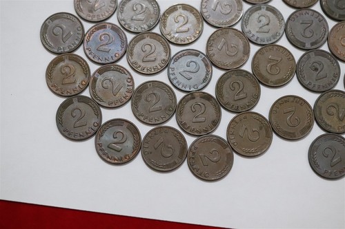 🧭 🇩🇪 GERMANY FEDERAL 2 PFENNIG 1950'S & 1960'S MASSIVE LOT AU/UNC B68 #90 S36 - Picture 9 of 10