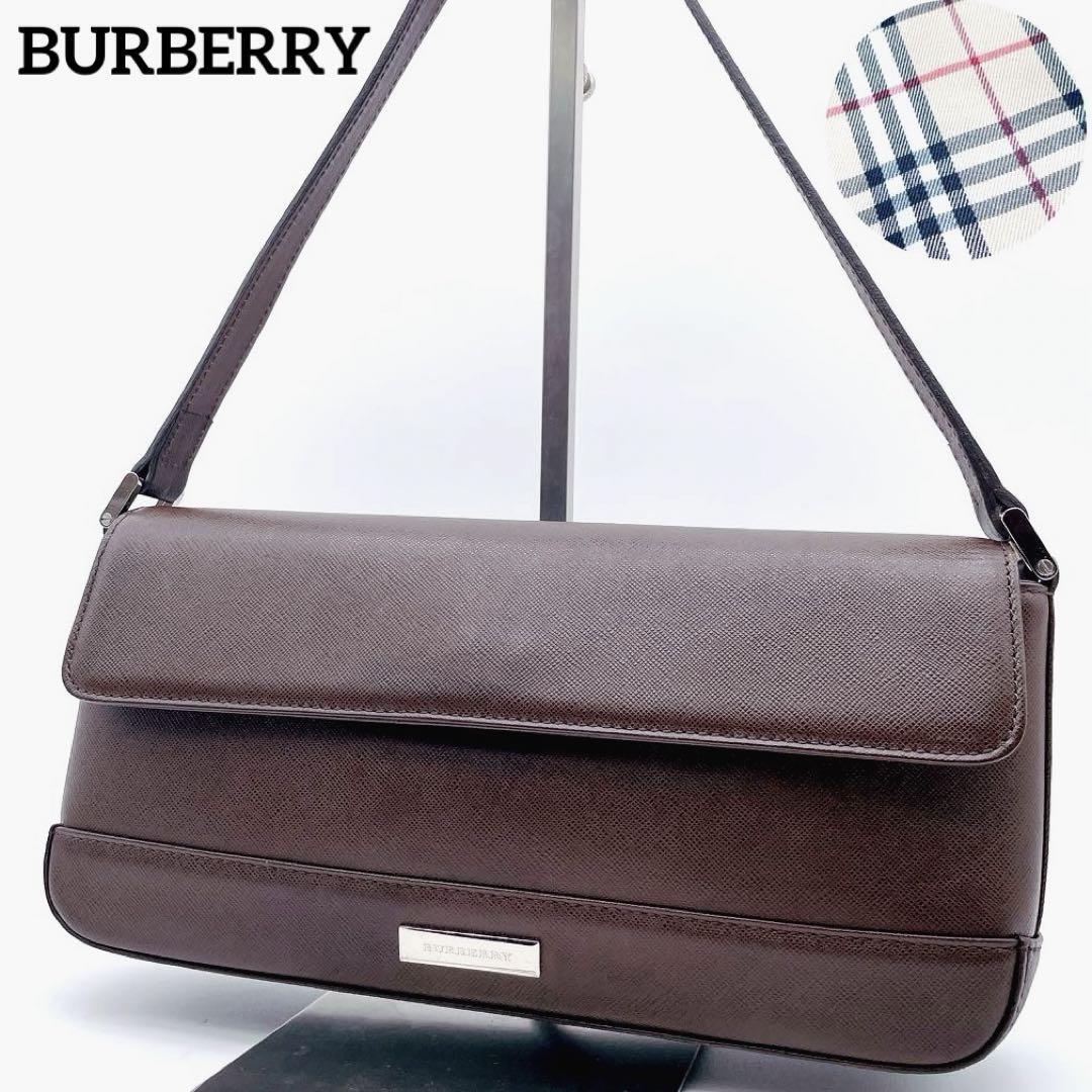 Burberry Shoulder Bag Nova Check Leather Brown Authentic F1204246