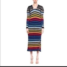 nwt Farm Rio womens multi color cotton chevron knit fuzzy sweater dress Sz Small