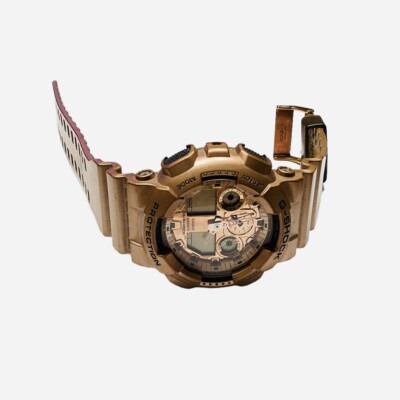 Casio G Shock Watch Gold Resin Analog Digital 200M GA 100GD