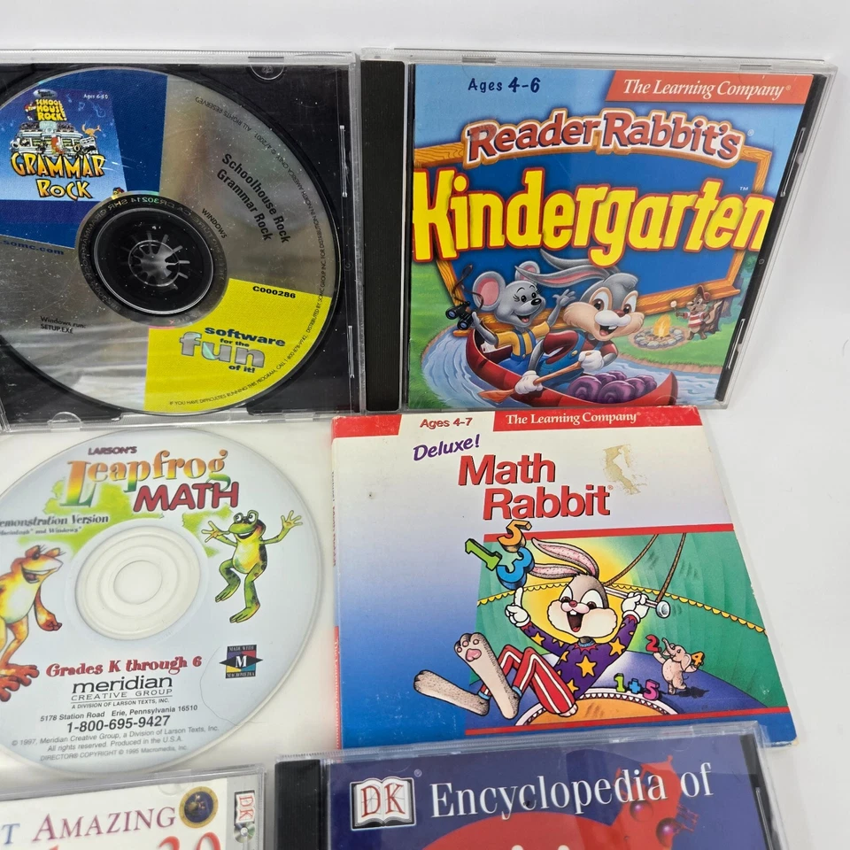 Vintage Windows 95 98 XP 18 CD-ROM Kid's Educational Reference Games Math Rock - Image 3 of 4
