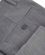 VERSACE COLLECTION - Flat Front Tonal Gray Micro Herringbone Dress Pants - 30W