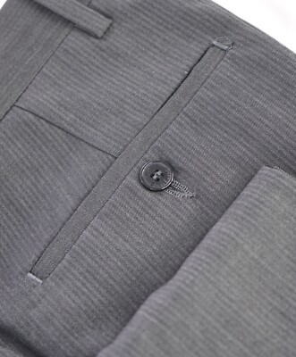 VERSACE COLLECTION - Flat Front Tonal Gray Micro Herringbone Dress Pants - 30W