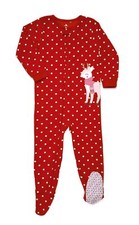 Carter's Girl's Christmas Pink Scarfed Reindeer Fleece Pajama Sleeper