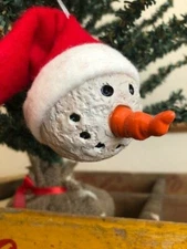 Snowman head with Santa Hat  Resin Christmas Ornament
