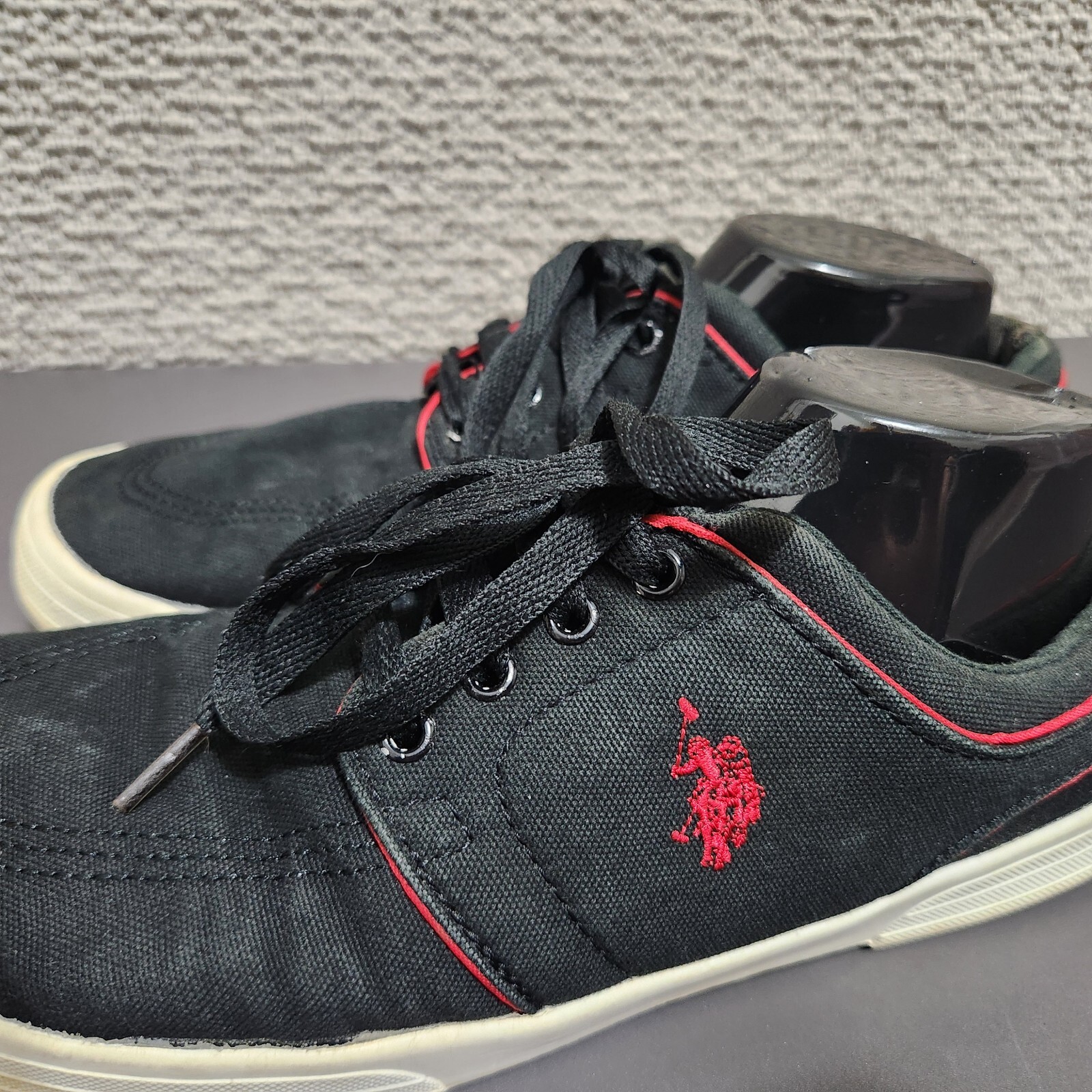 Polo Ralph Lauren scarpe basse da uomo Faxon nero rosso casual pony taglia 9